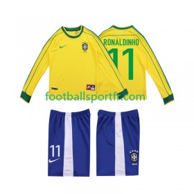 Tenue Brésil RONALDINHO 11 Retro Enfant Domicile 1998 Maillot de Foot ML